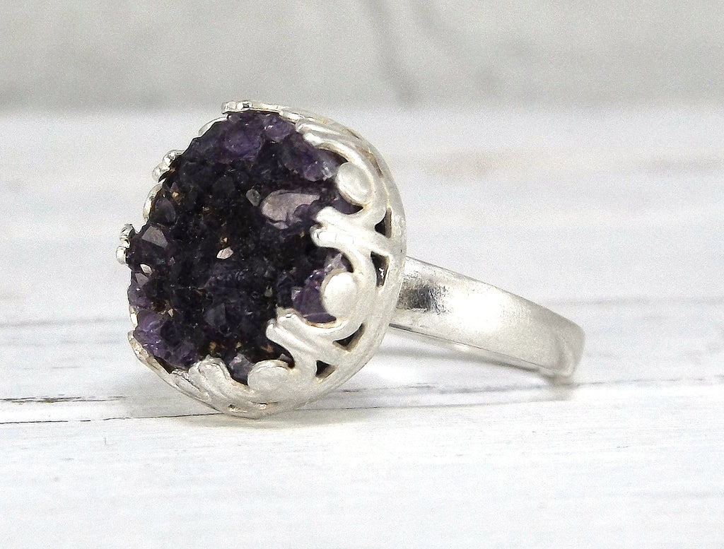 Amethyst on sale druzy ring