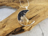 Fossilized Palm Wood Crescent Moon Necklace